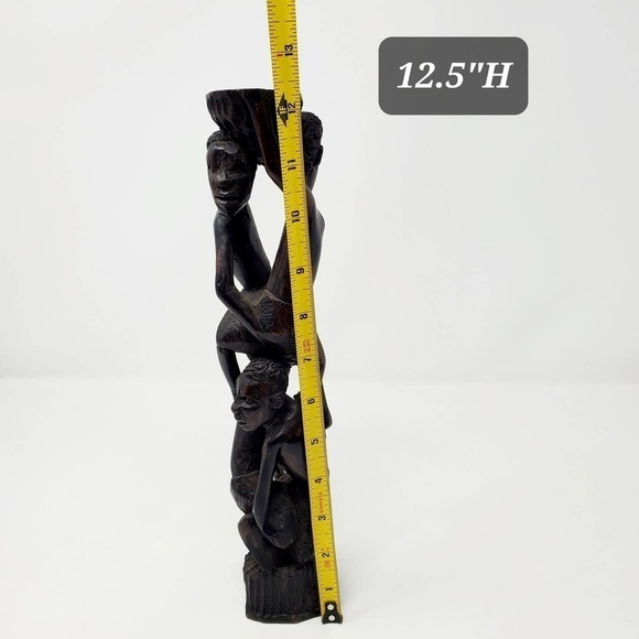 Vintage Carved Wood Sculpture African Folk Art Handcrafted Home Decor - Picture 7 of 9